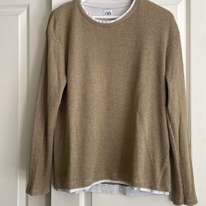 Zara Men’s Waffle Long Sleeve Sweater Size Large